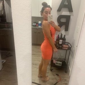 ruched dress. Vintage bebe xs tangerine color new